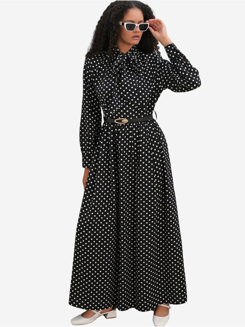 Abito chemisier maxi a pois bdart Nero - Kiabi