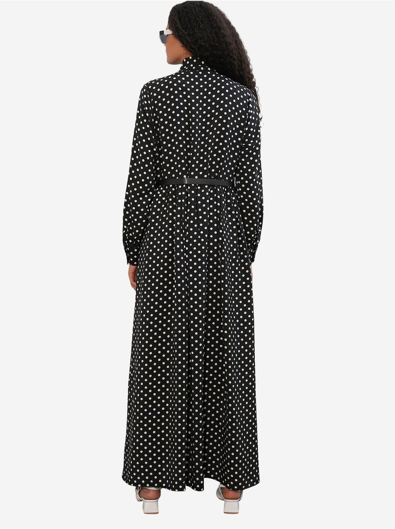 Abito chemisier maxi a pois bdart Nero - Kiabi