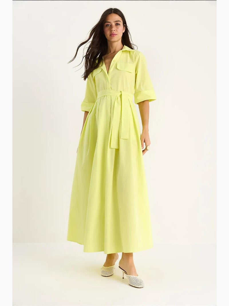 Abito chemisier maxi lucci Giallo limone - Kiabi