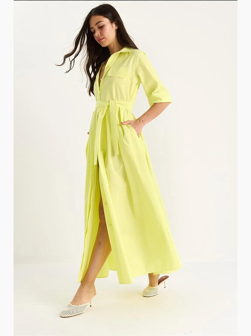 Abito chemisier maxi lucci Giallo limone - Kiabi