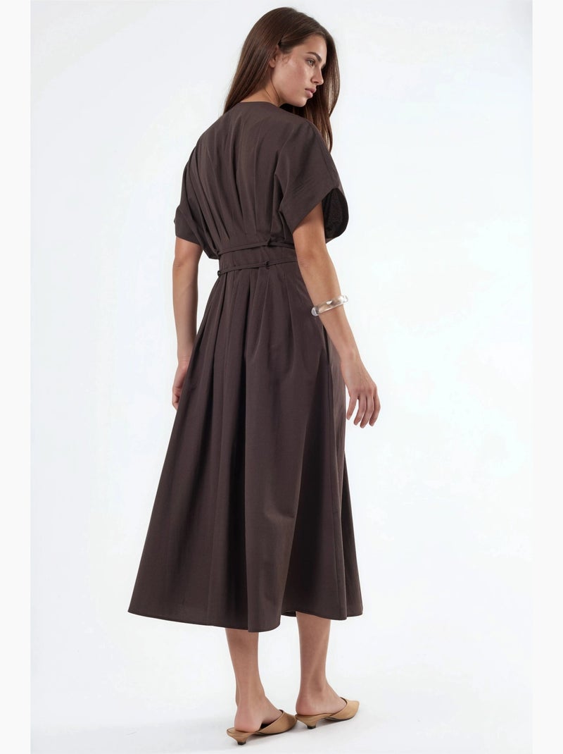 Abito chemisier midi casual con scollo a v busem Marrone scuro - Kiabi
