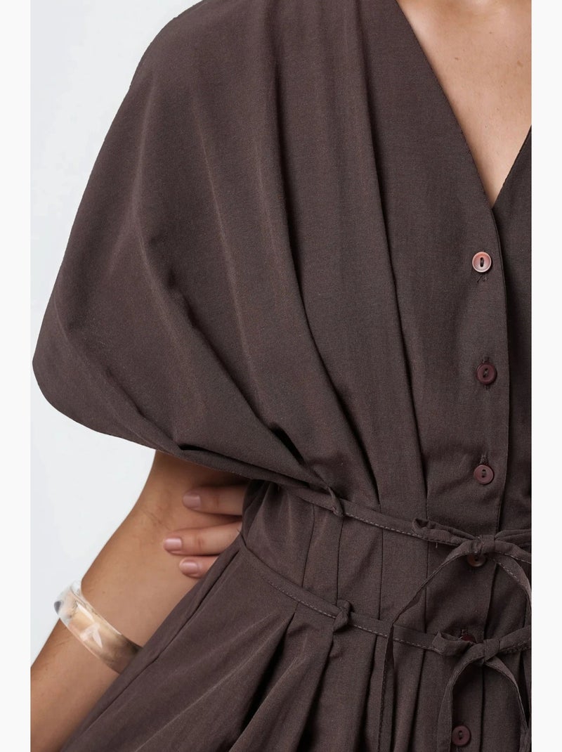Abito chemisier midi casual con scollo a v busem Marrone scuro - Kiabi