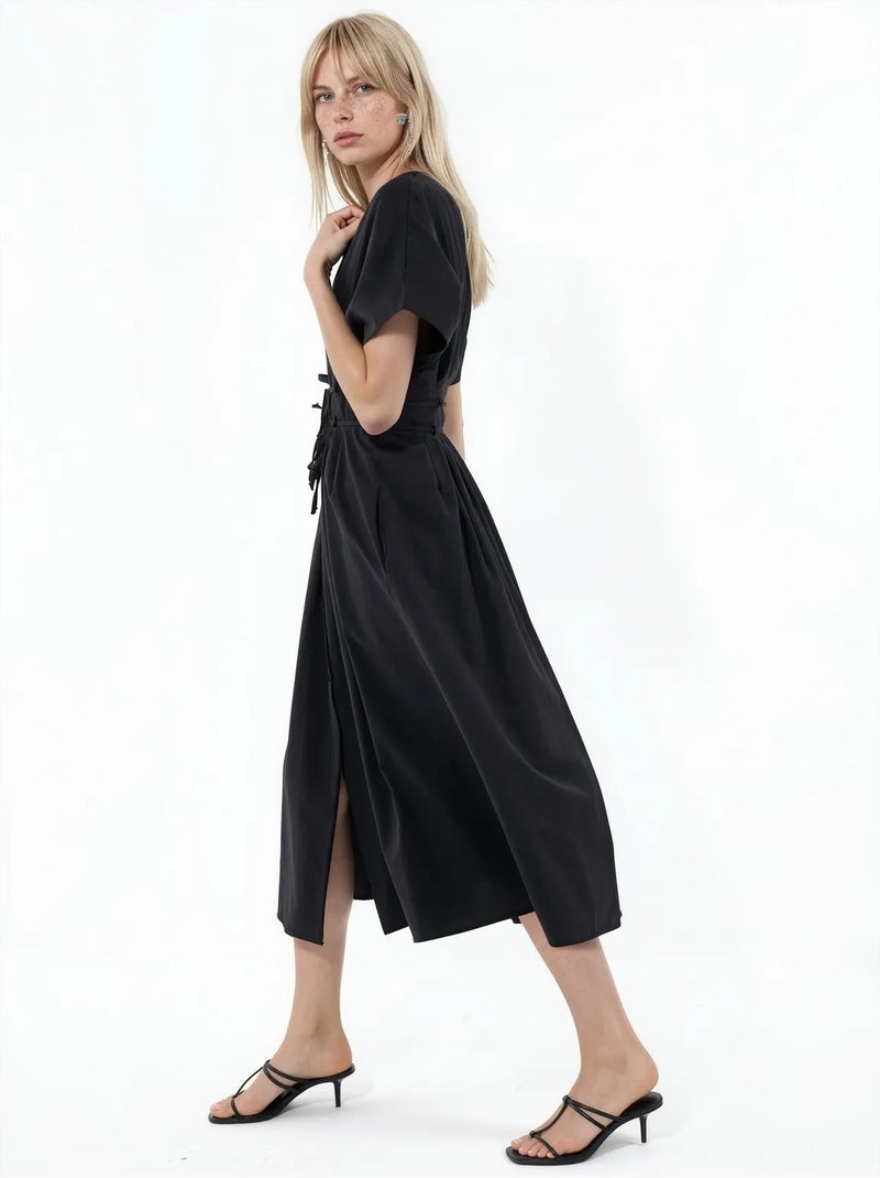 Abito chemisier midi casual con scollo a v busem Nero - Kiabi