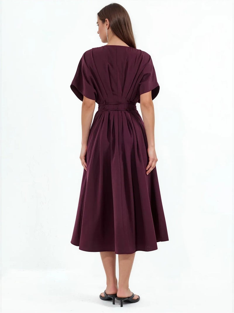 Abito chemisier midi casual con scollo a v busem Rosso bordeaux - Kiabi