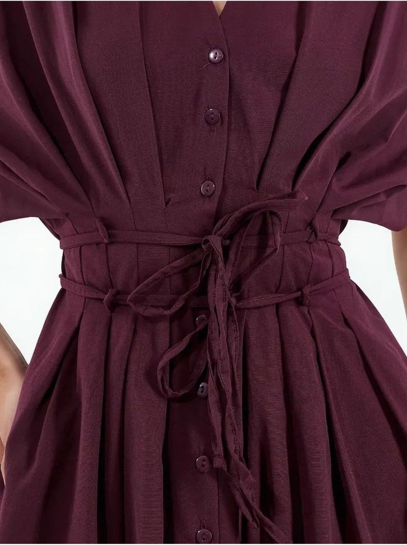 Abito chemisier midi casual con scollo a v busem Rosso bordeaux - Kiabi