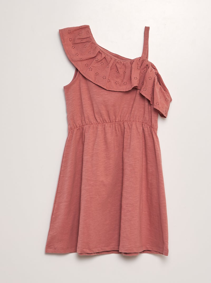Abito collo con volant in ricamo punto inglese ROSA - Kiabi