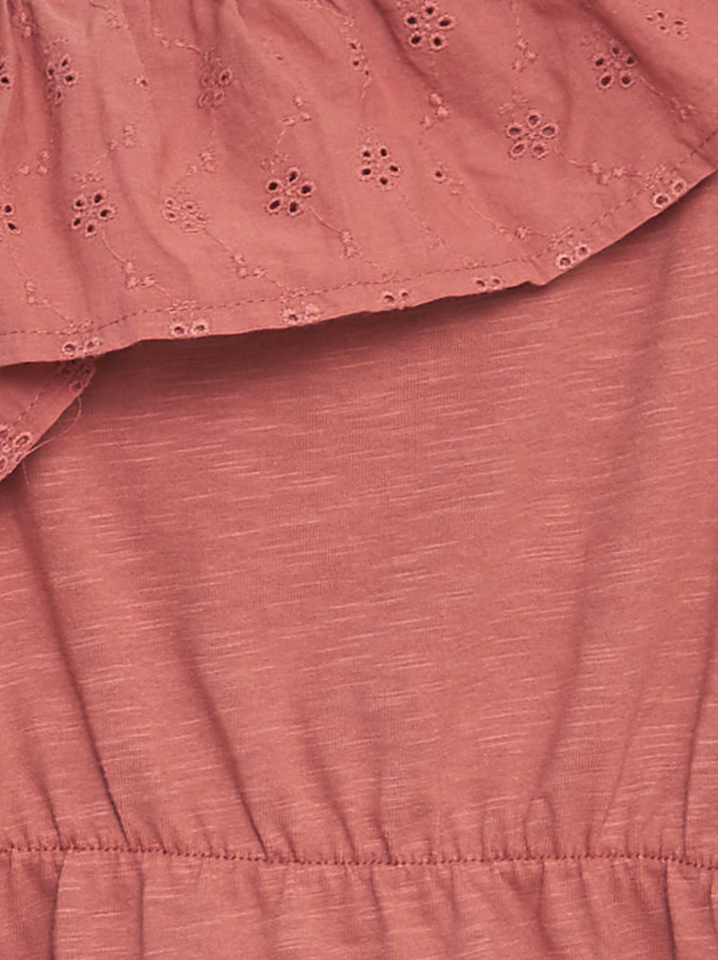 Abito collo con volant in ricamo punto inglese ROSA - Kiabi