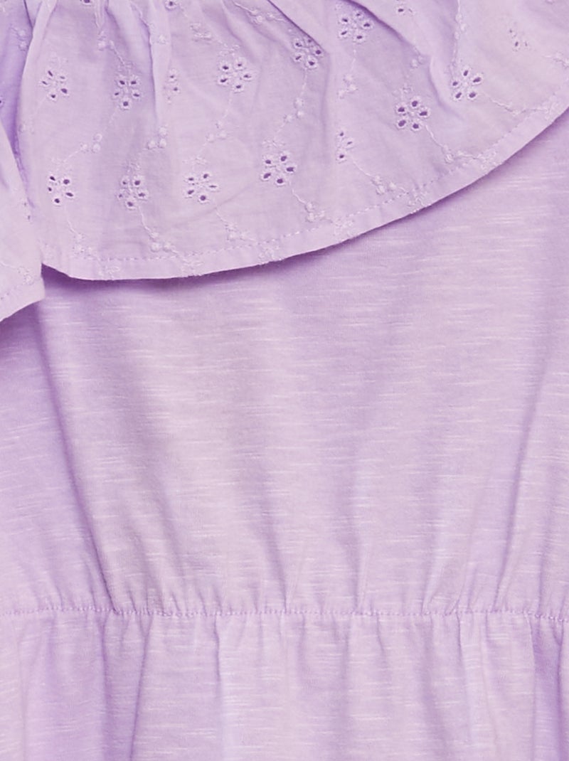 Abito collo con volant in ricamo punto inglese VIOLA - Kiabi