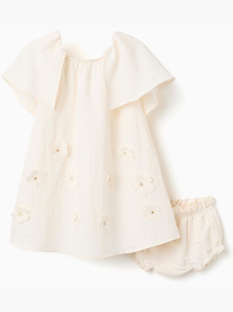 Abito con applicazione floreale + culotte Beige chiaro - Kiabi