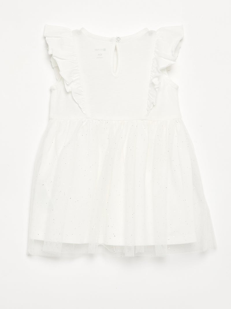 Abito con base in tulle glitterato Bianco - Kiabi