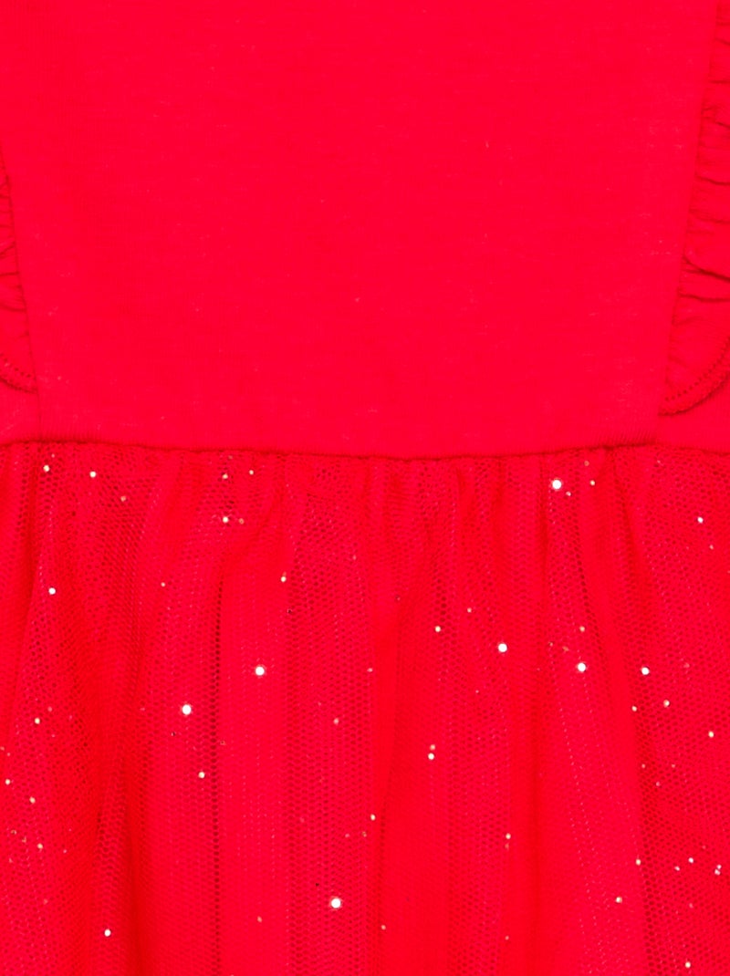 Abito con base in tulle glitterato Rosso - Kiabi