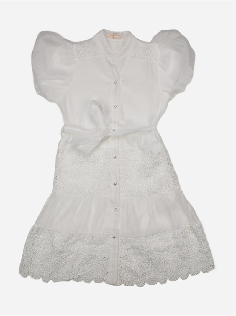 Abito con collo a camicia - Kids Star Bianco - Kiabi