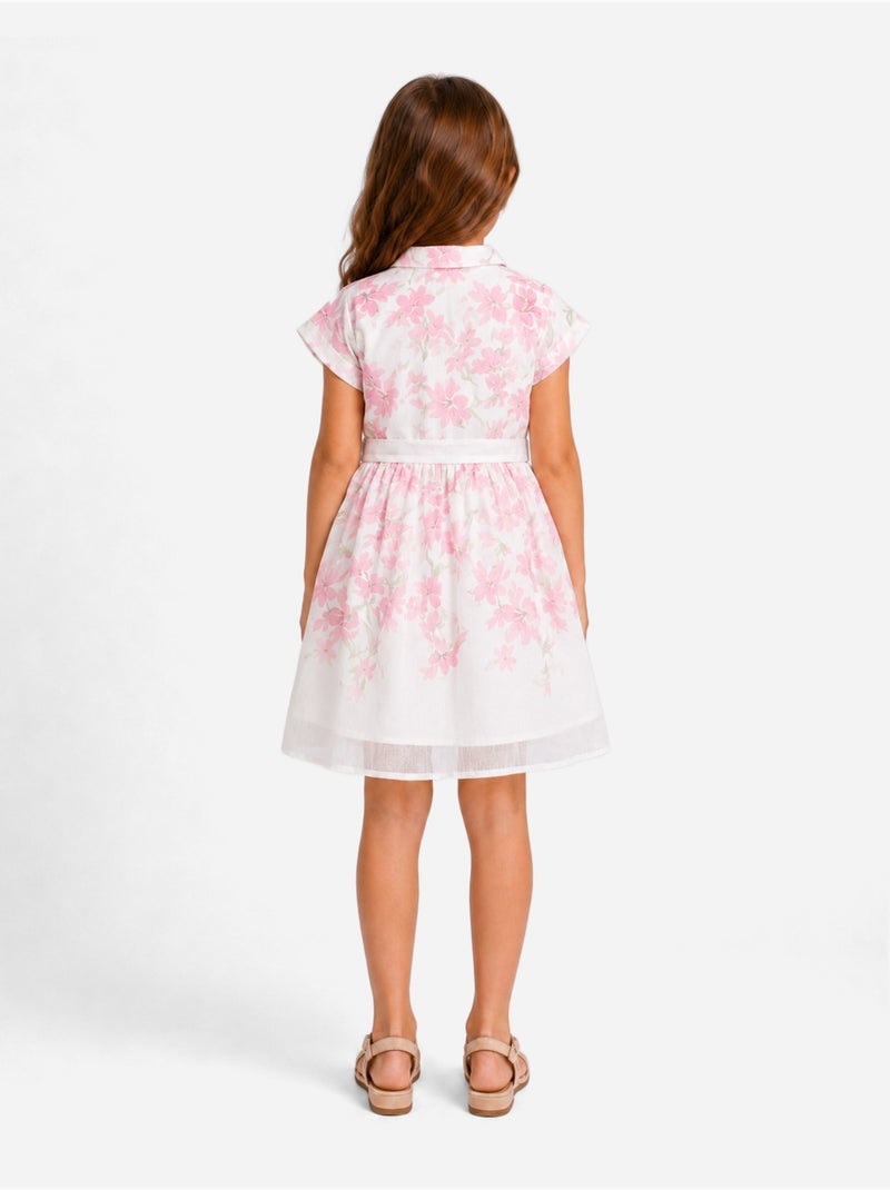 Abito con collo a camicia - Kids Star Bianco Rosa - Kiabi