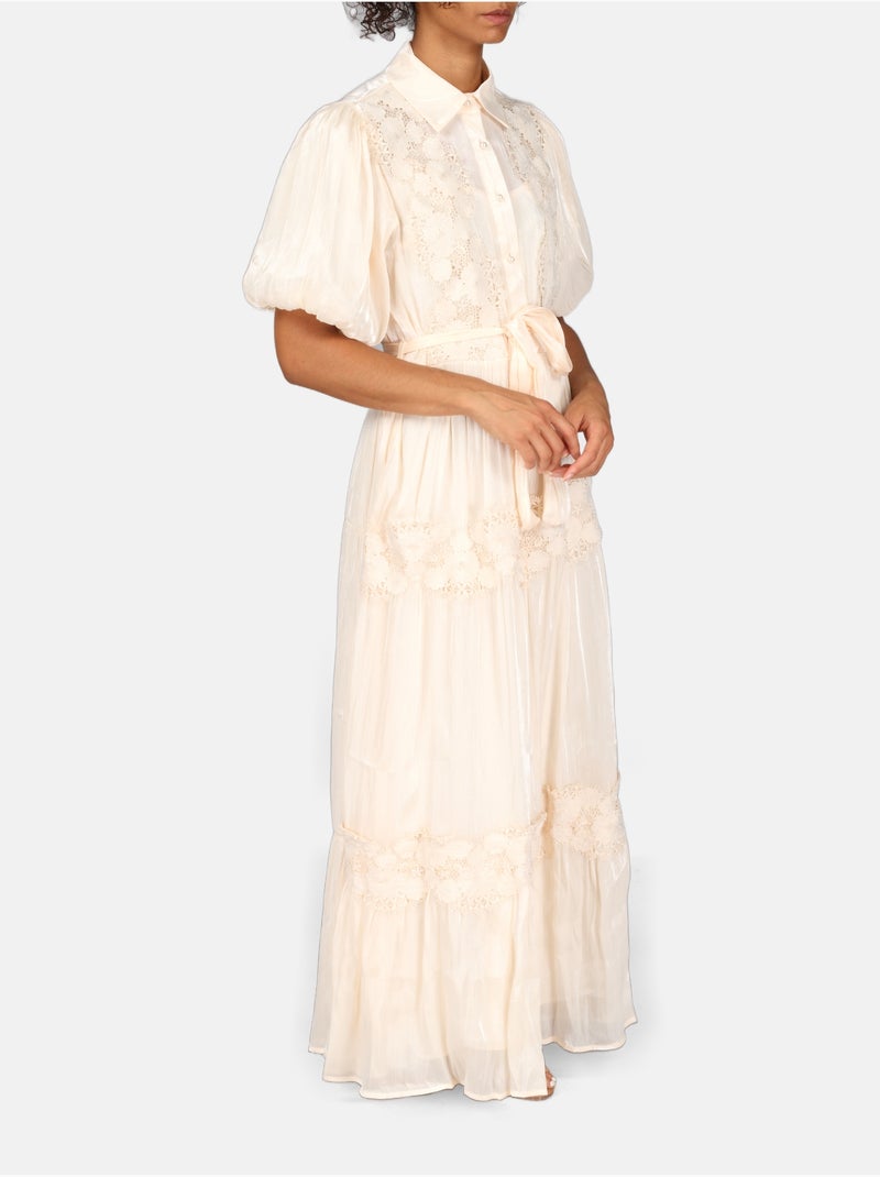 Abito con collo a camicia Crema - Kiabi
