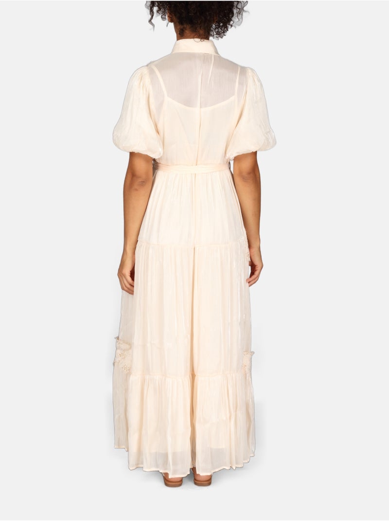 Abito con collo a camicia Crema - Kiabi