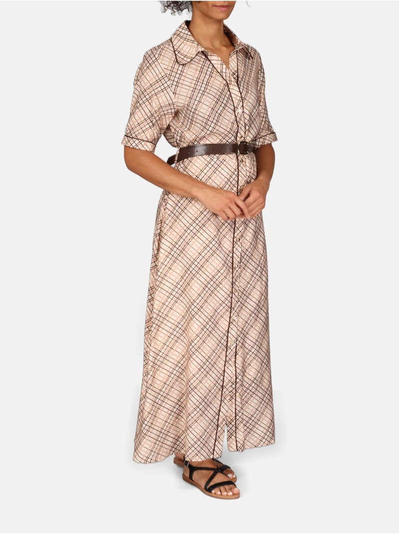 Abito con collo a camicia Marrone - Kiabi