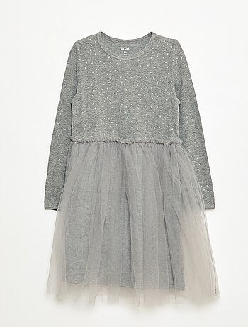 Abito con effetto 2 in 1 con base in tulle