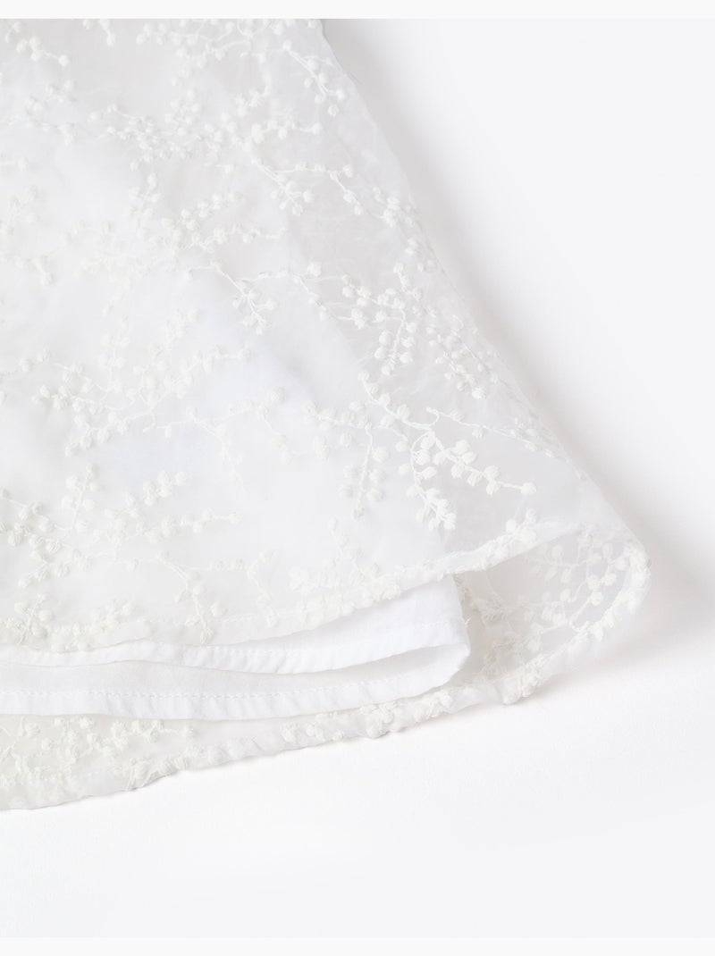 Abito con fiocco e maniche a mantella arricciate Bianco - Kiabi