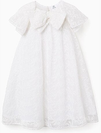 Abito con fiocco e maniche a mantella arricciate