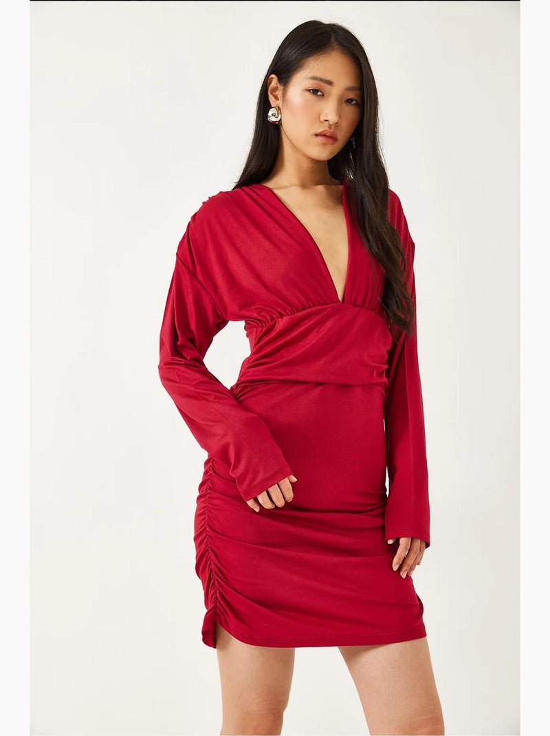 Abito con lati arricciati lucci Rosso cashmere - Kiabi