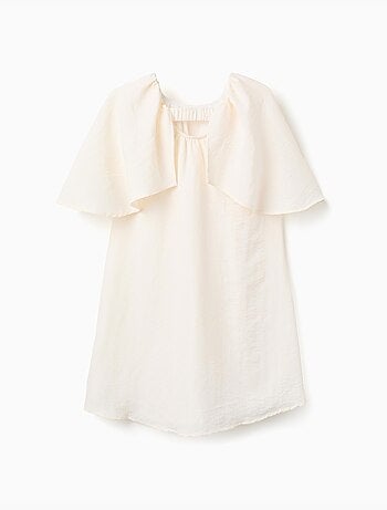 Abito con maniche a mantella e applicazione floreale