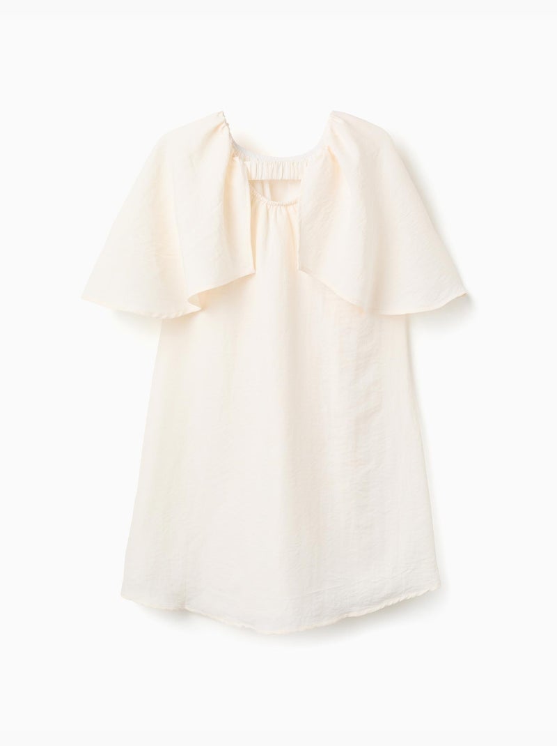 Abito con maniche a mantella e applicazione floreale Beige chiaro - Kiabi