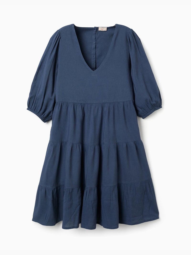Abito con maniche a palloncino e cut-out You&Me Blu scuro - Kiabi