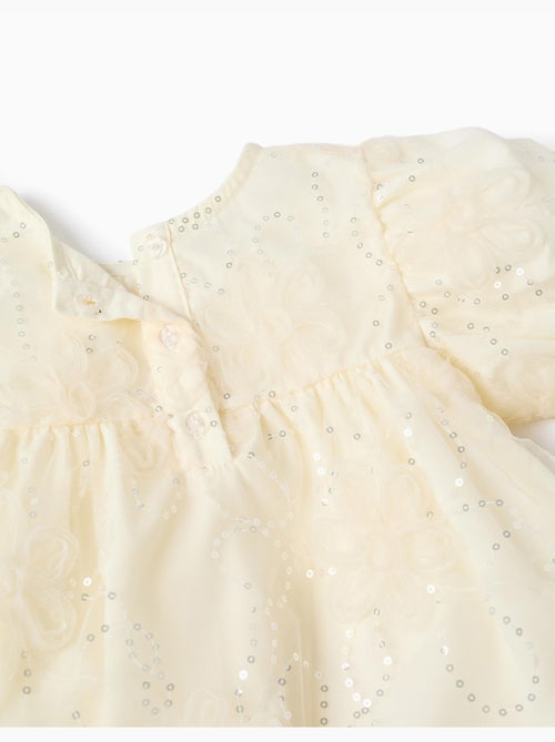 Abito con maniche a palloncino e fiori 3D - Kiabi