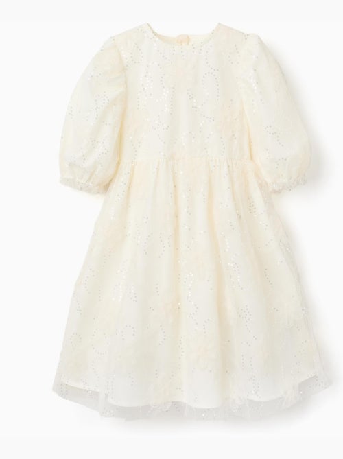 Abito con maniche a palloncino e fiori 3D - Kiabi