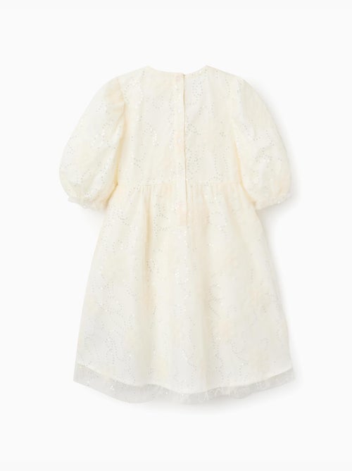 Abito con maniche a palloncino e fiori 3D - Kiabi