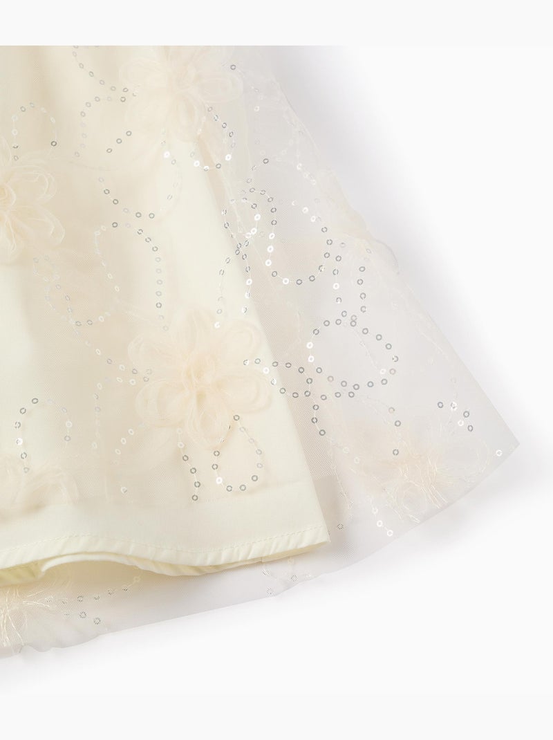 Abito con maniche a palloncino e fiori 3D Bianco - Kiabi