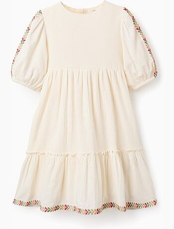 Abito con maniche a palloncino e ricamo