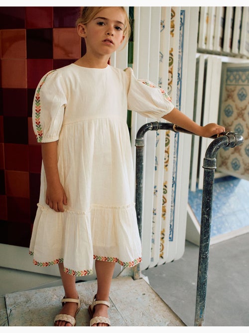 Abito con maniche a palloncino e ricamo - Kiabi