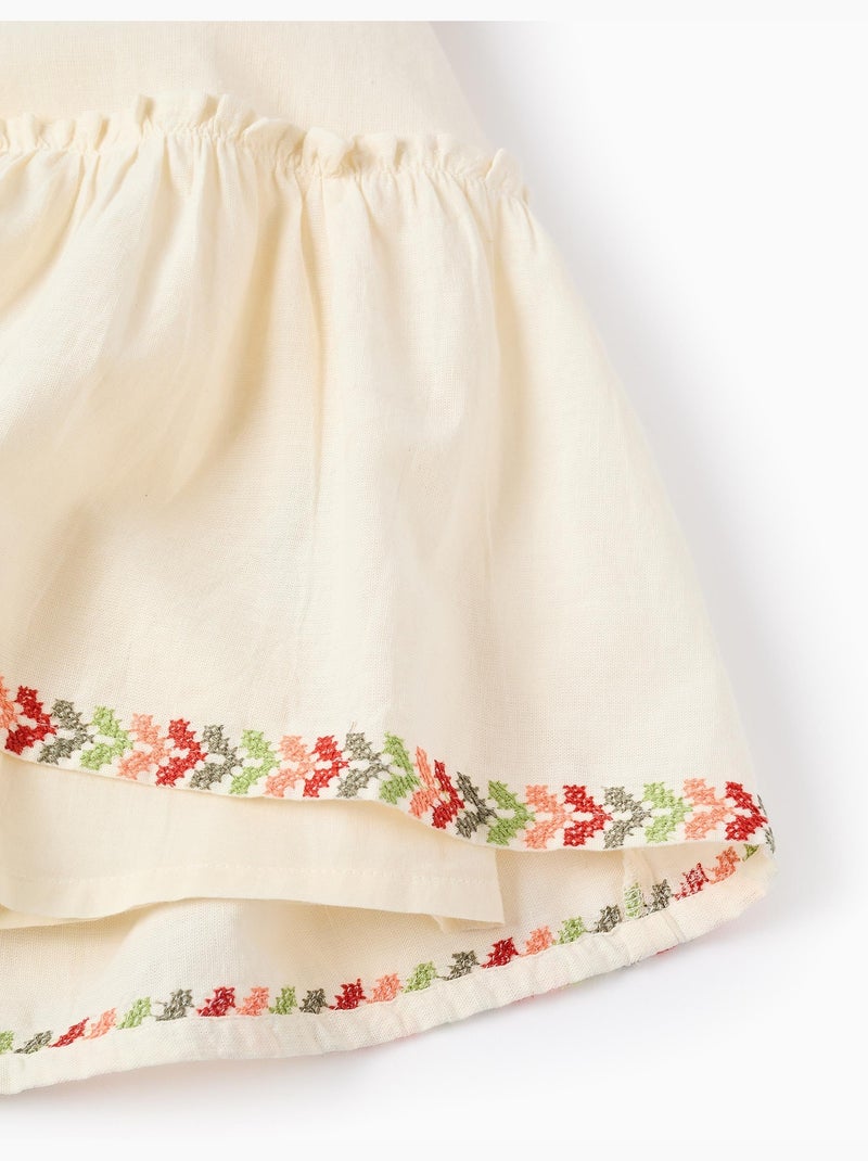 Abito con maniche a palloncino e ricamo Beige - Kiabi