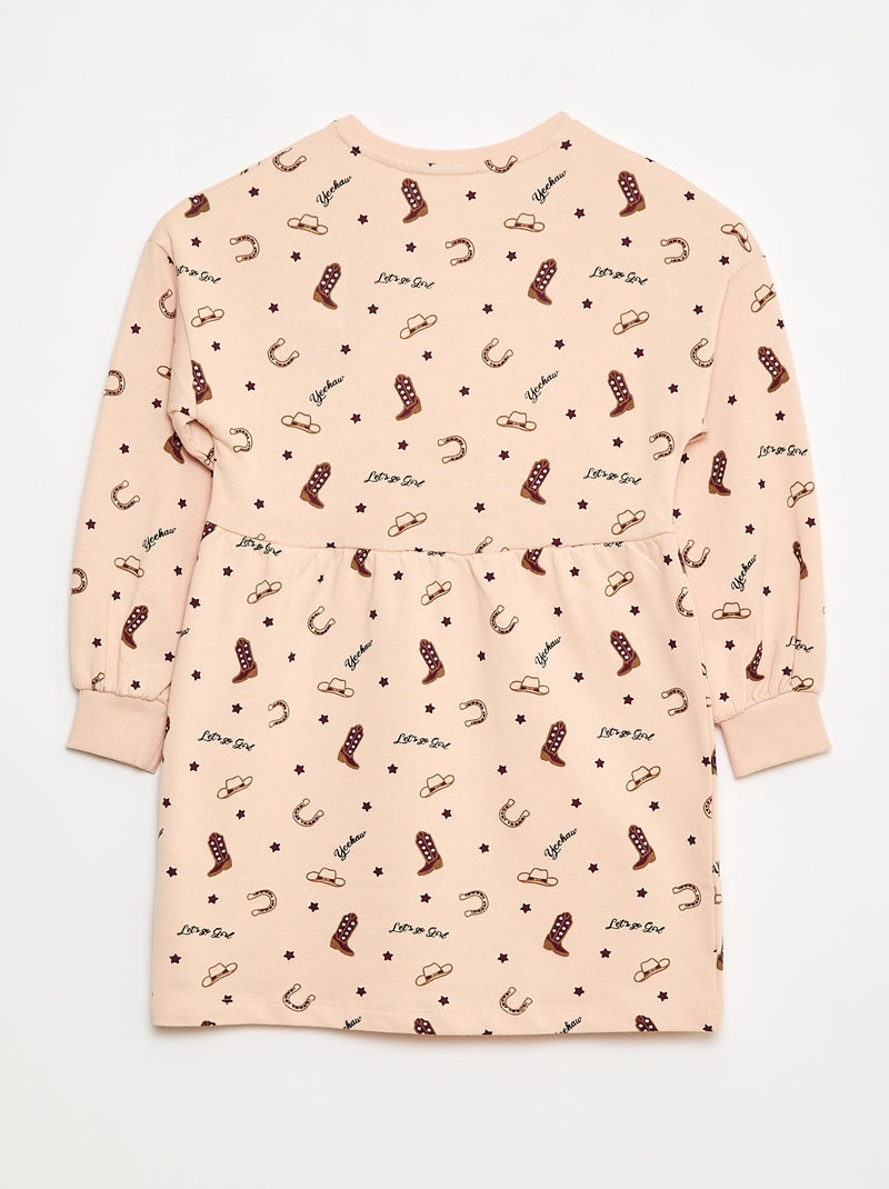 Abito con motivo in felpa non foderato Rosa - Kiabi