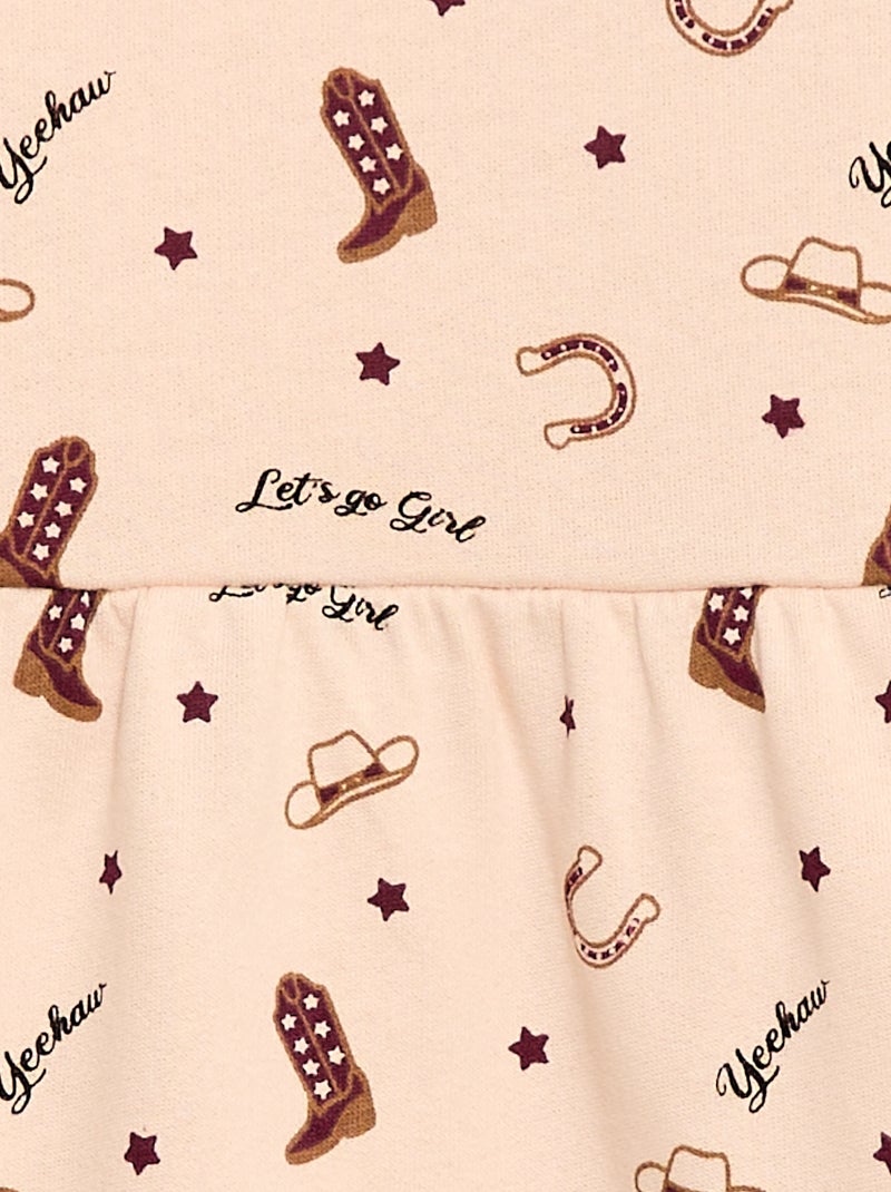 Abito con motivo in felpa non foderato Rosa - Kiabi