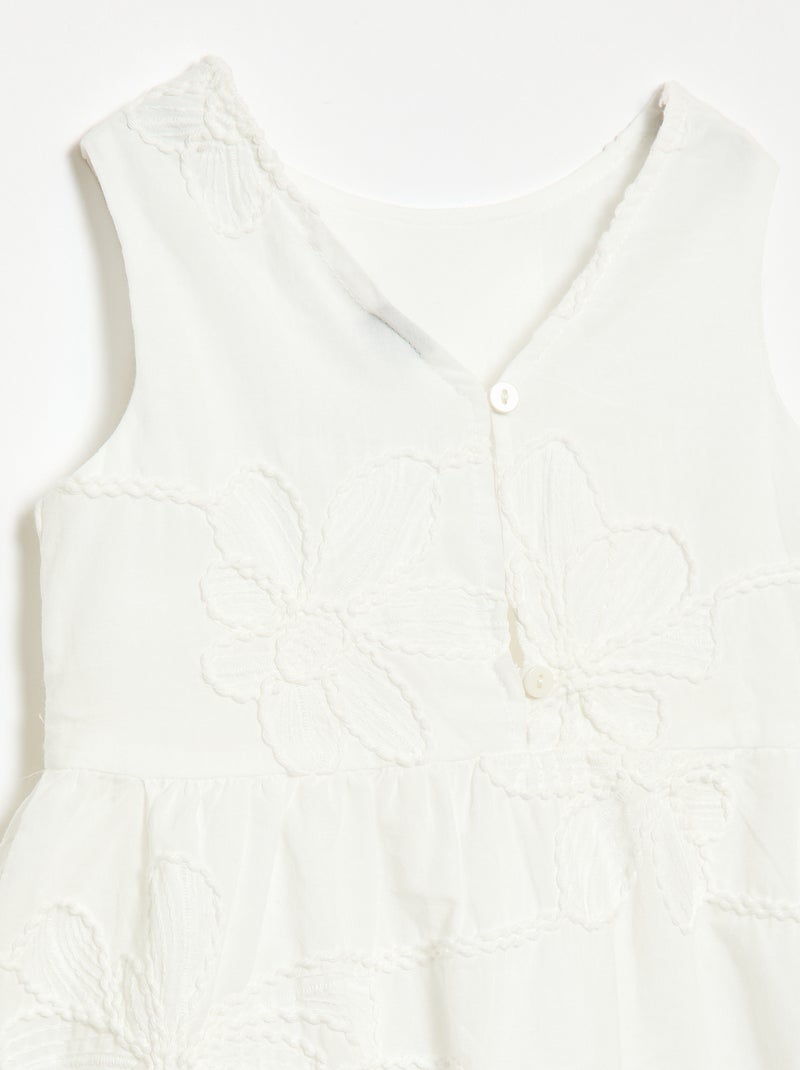 Abito con ricami floreali Bianco - Kiabi