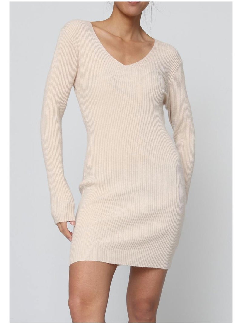 Abito con scollo a V Kebello Beige - Kiabi