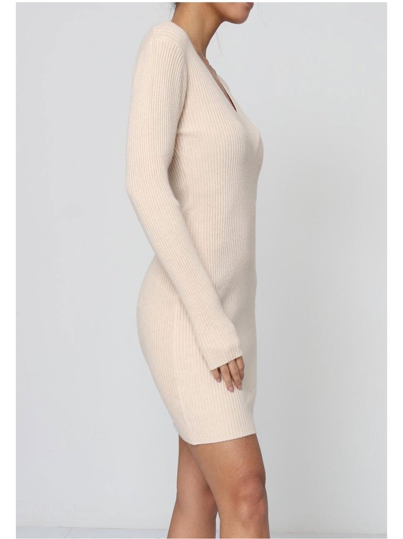 Abito con scollo a V Kebello Beige - Kiabi