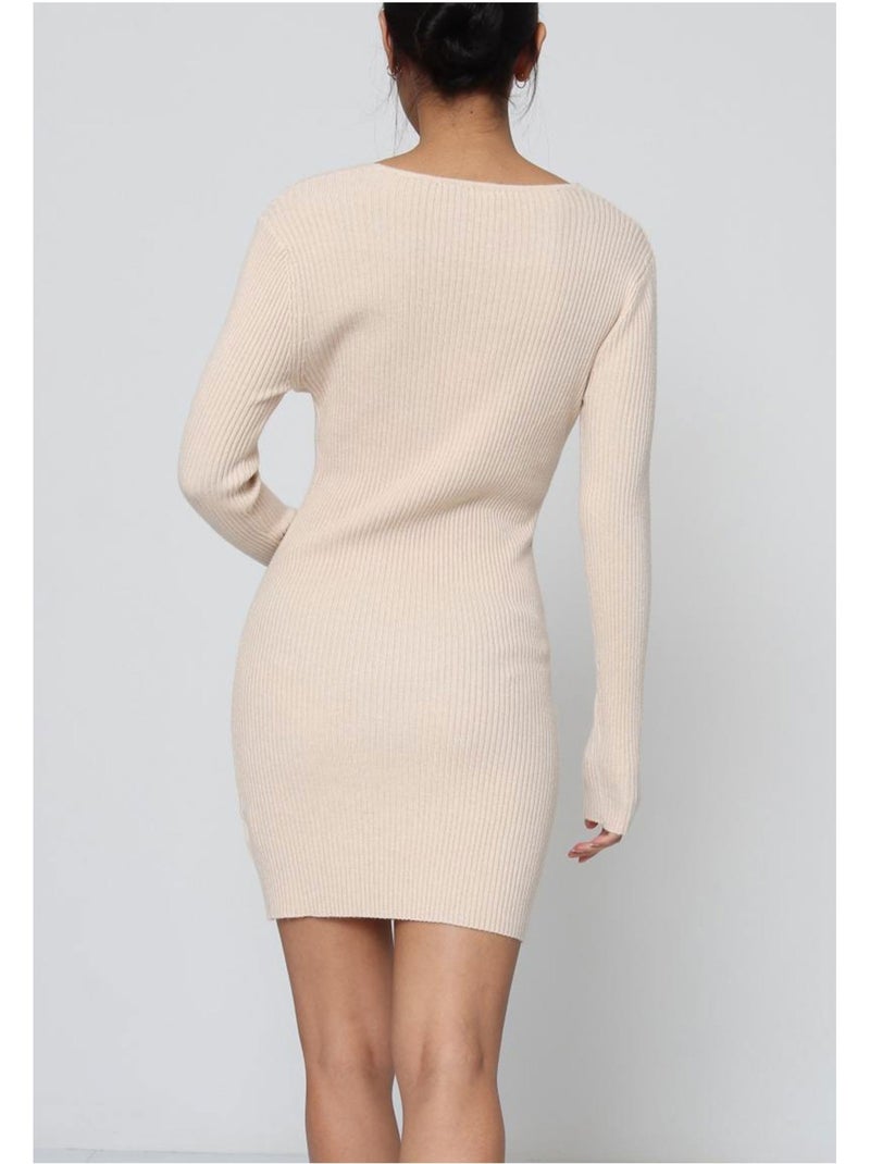 Abito con scollo a V Kebello Beige - Kiabi