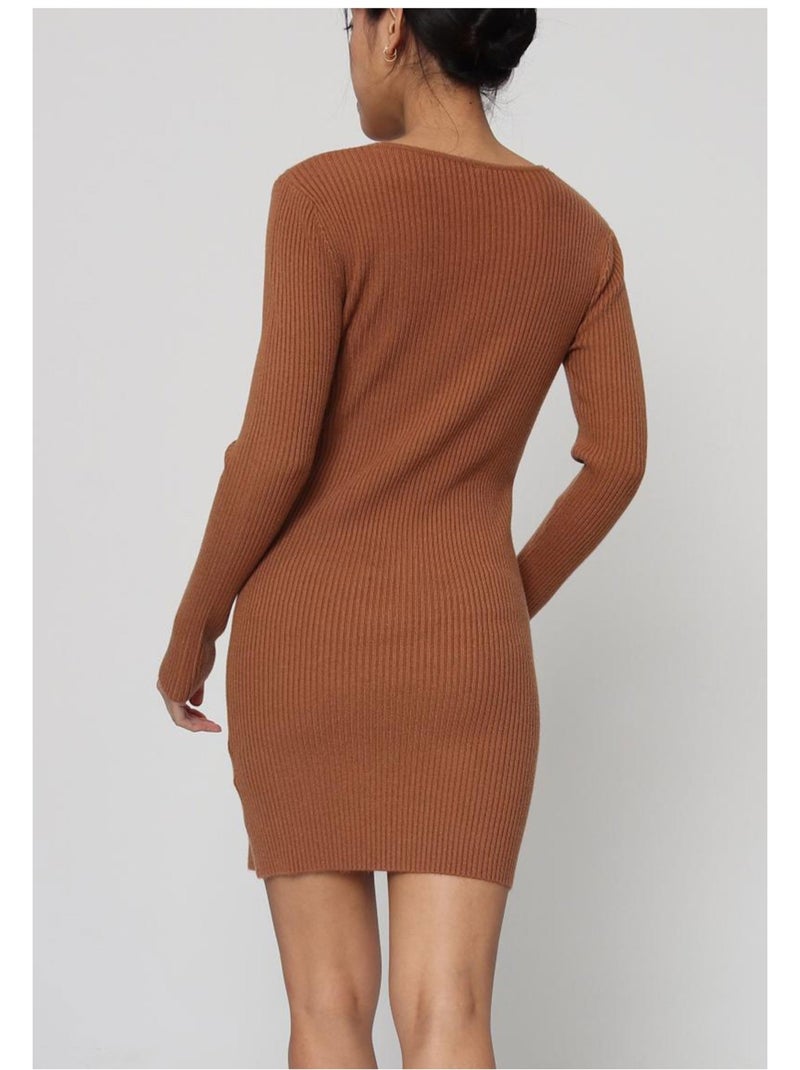 Abito con scollo a V Kebello Marrone - Kiabi