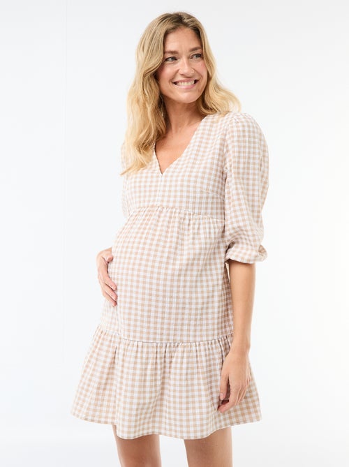 Abito corto a balze a quadri - Kiabi