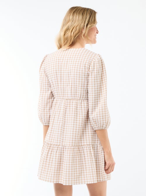 Abito corto a balze a quadri - Kiabi