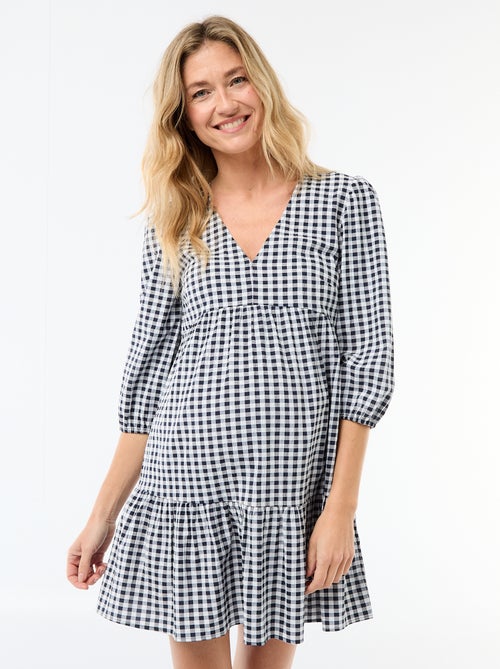 Abito corto a balze a quadri - Kiabi