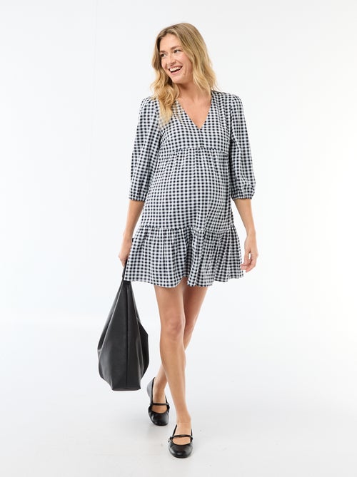 Abito corto a balze a quadri - Kiabi