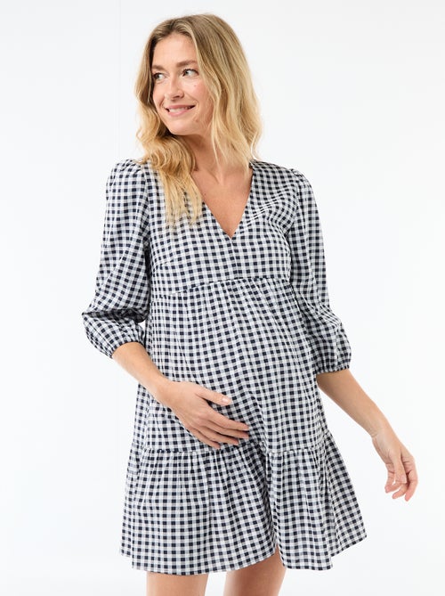 Abito corto a balze a quadri - Kiabi