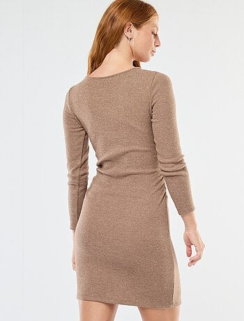 Abito corto a maniche lunghe in maglia effetto orsetto