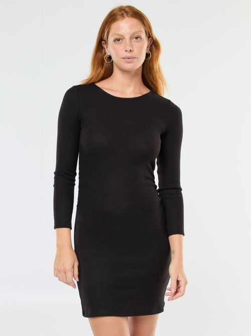 Abito corto a maniche lunghe in maglia effetto peluche - Kiabi