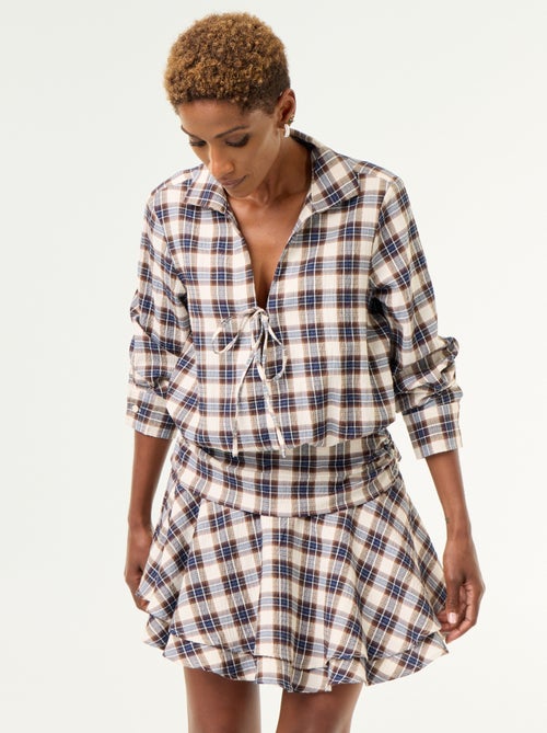 Abito corto a quadri con colletto a camicia - Kiabi