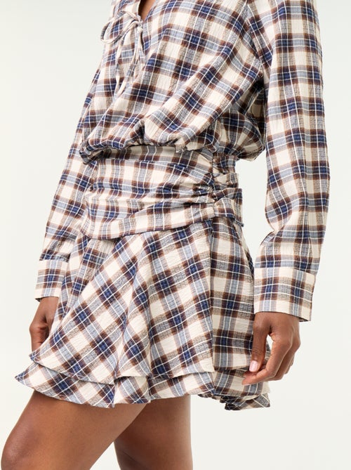 Abito corto a quadri con colletto a camicia - Kiabi